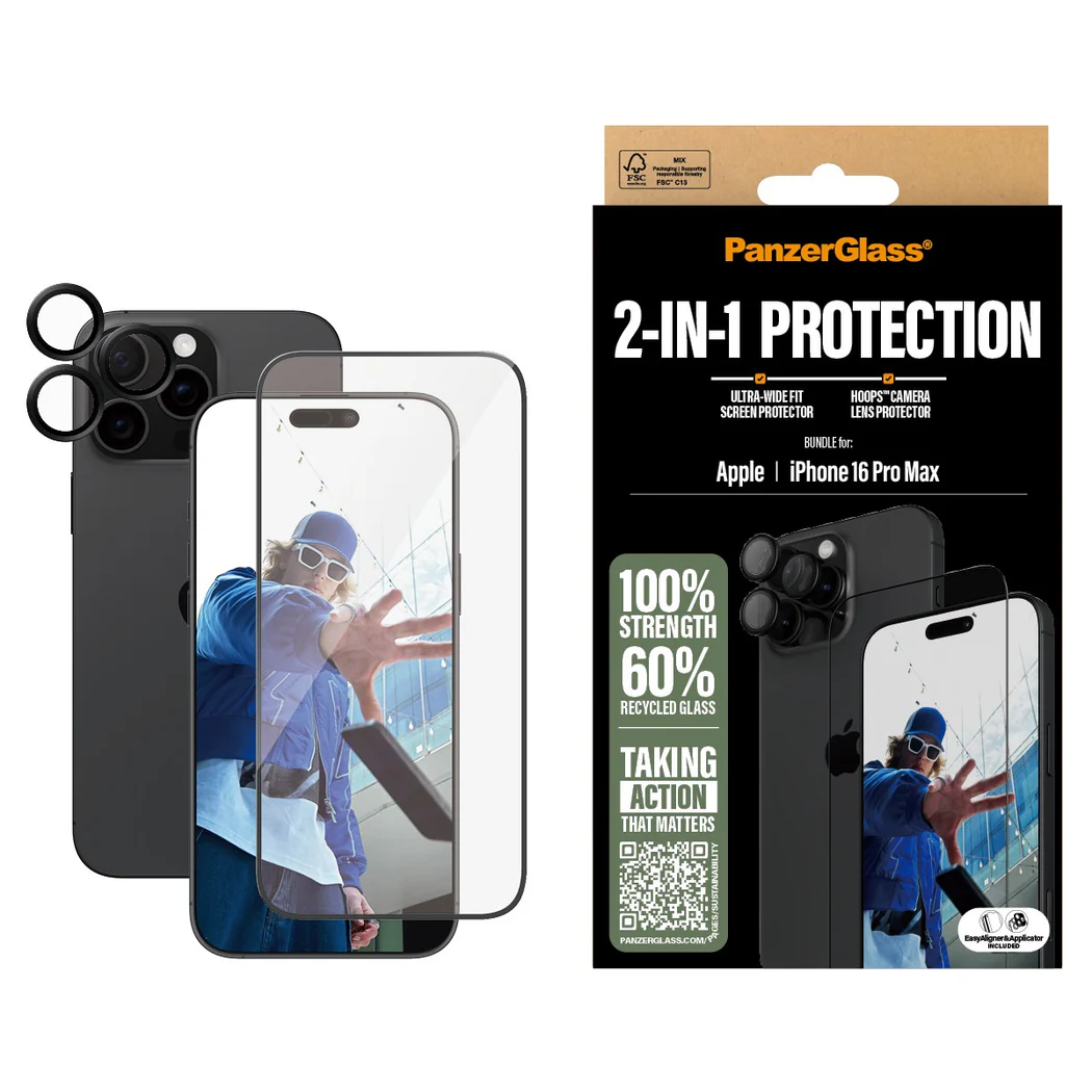 Panzerglass iPhone 16 Pro Max ekrano ir kameros stikliukai, 5 nuotrauka